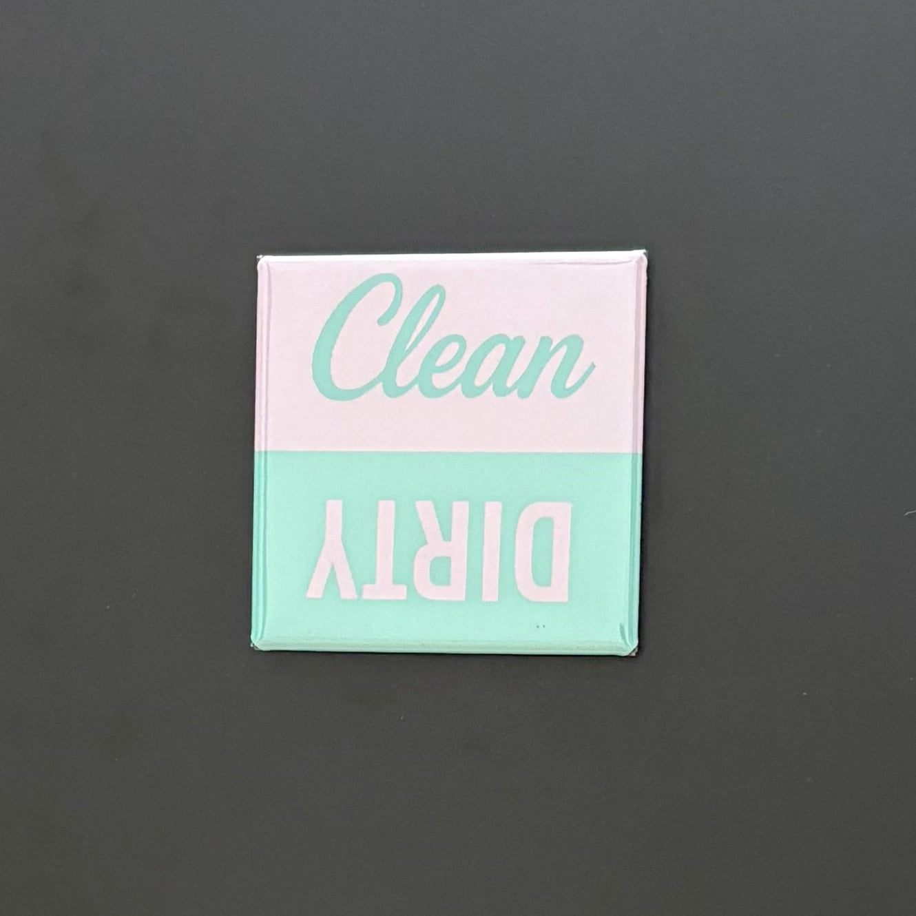 Pink & Seafoam - Clean/Dirty - 2"x2" Magnet