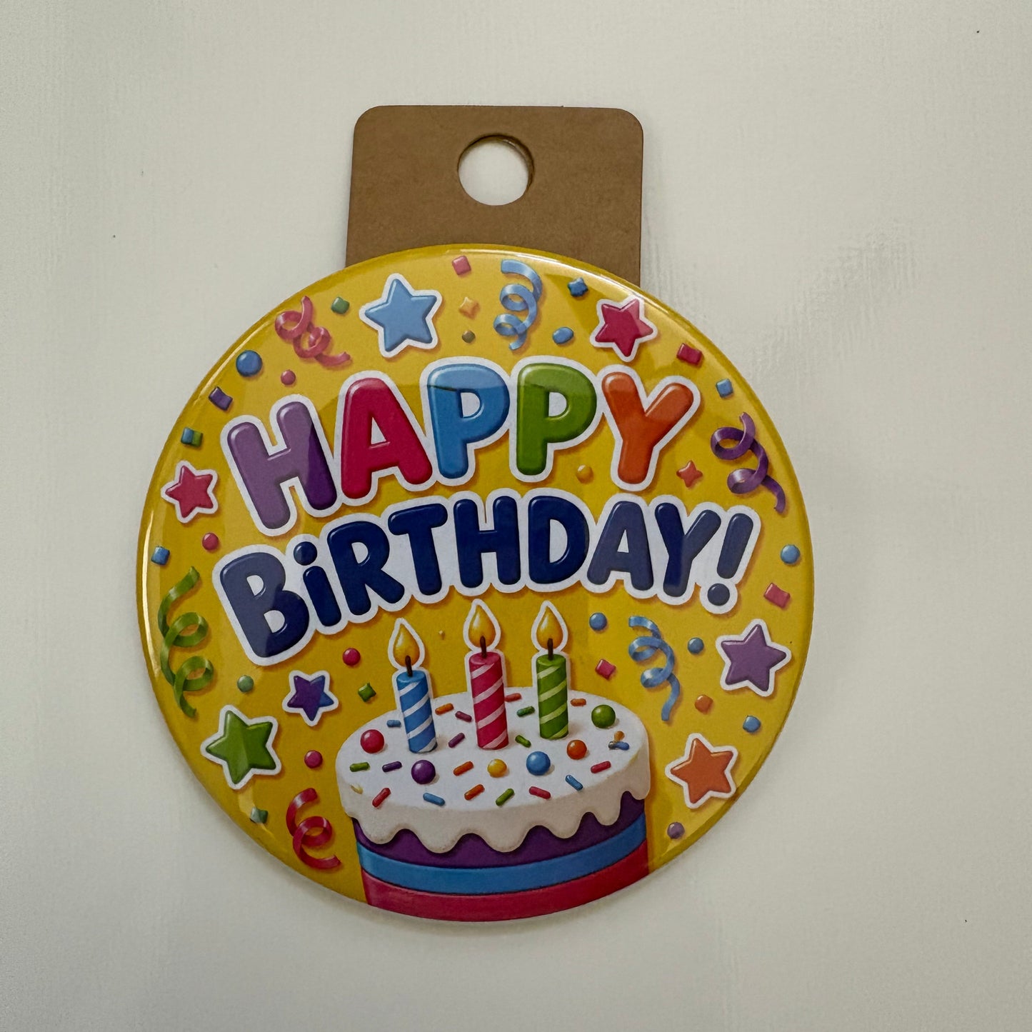 Happy Birthday (Yellow) - Celebrations - 2.5" Pin