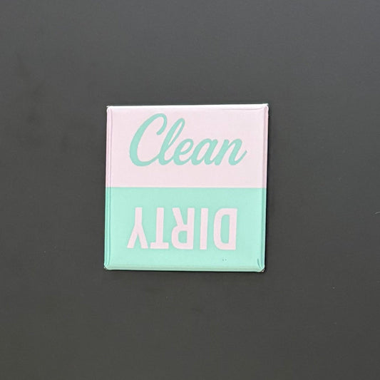 Pink & Seafoam - Clean/Dirty - 2"x2" Magnet