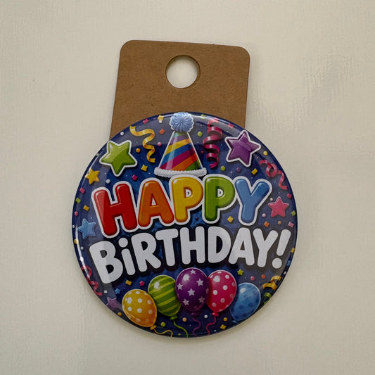 Happy Birthday (Blue) - Celebrations - 2.5" Pin