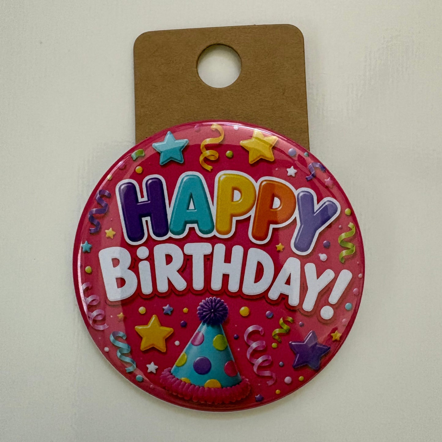 Happy Birthday (Pink) - Celebrations - 3.5" Pin