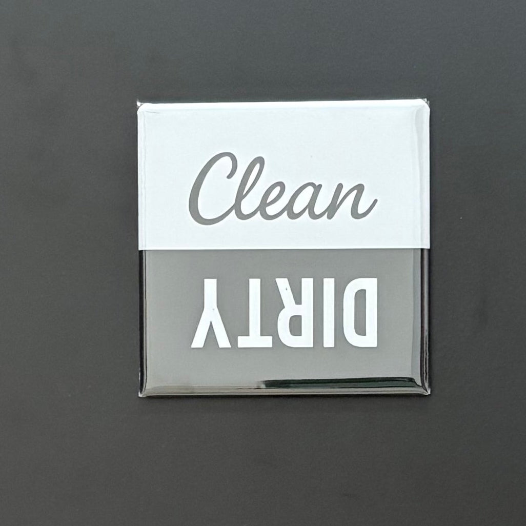White & Black - Clean/Dirty - 2"x2" Magnet