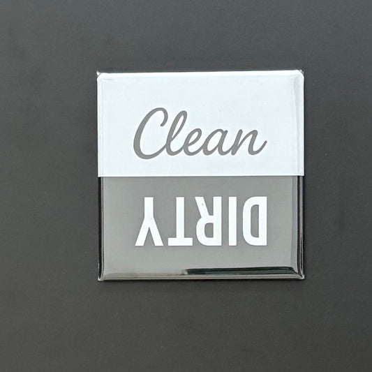 White & Black - Clean/Dirty - 2"x2" Magnet