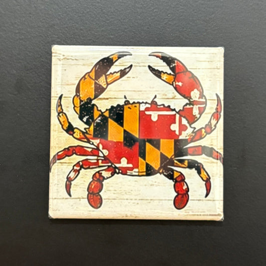 Crab Outline Maryland Flag - Maryland Pride - 2"x2" Magnet