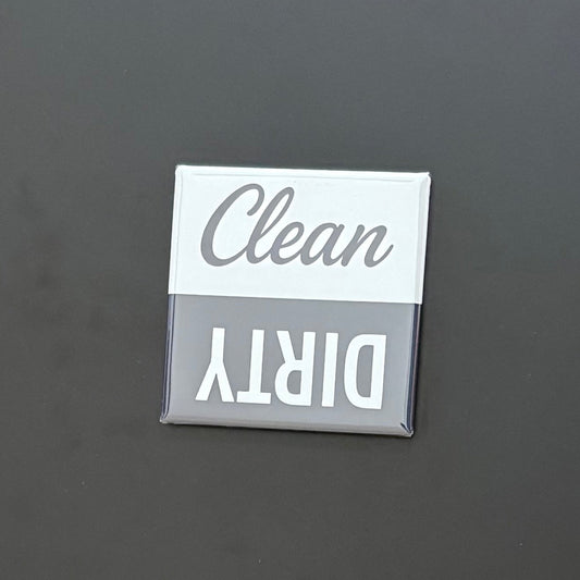 White & Navy - Clean/Dirty - 2"x2" Magnet